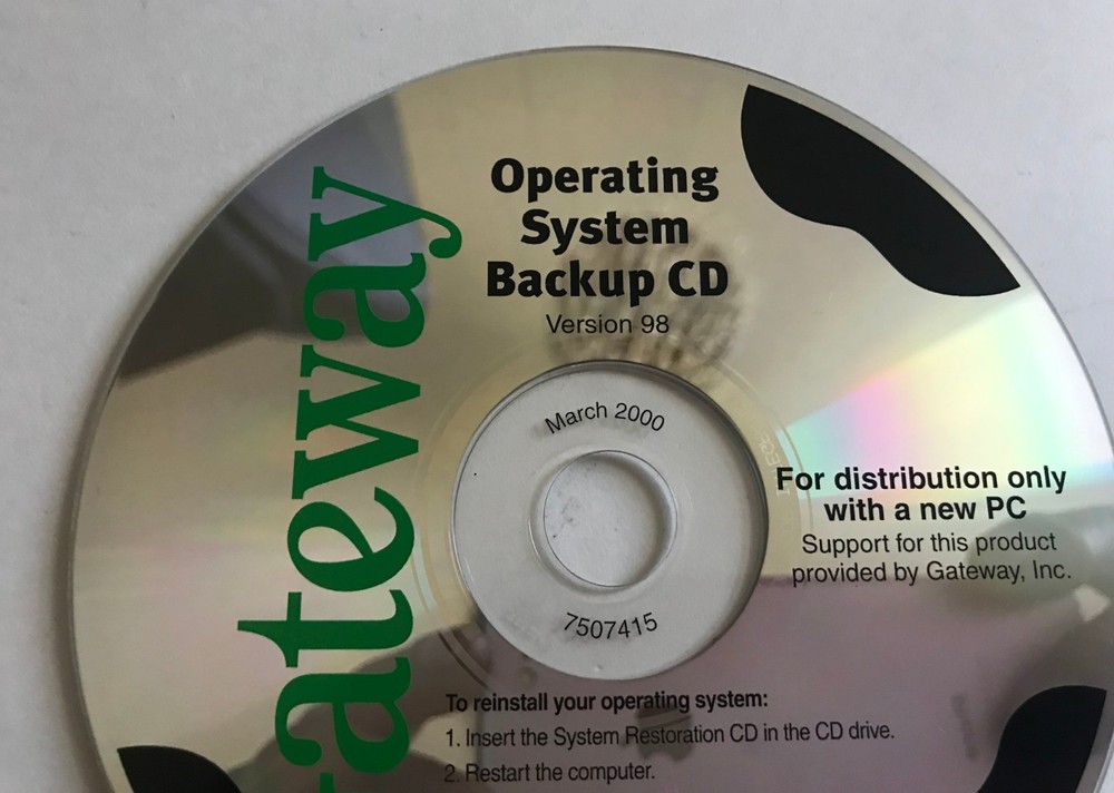 Gateway Operating System Backup CD Ver 98