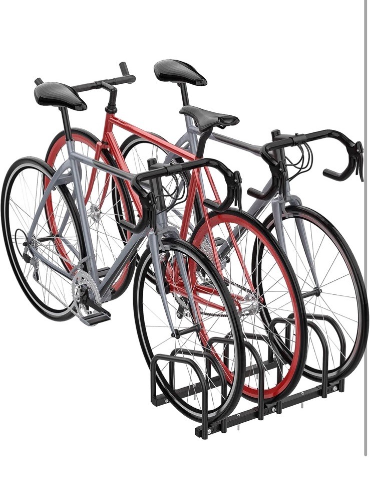 WALMANN 3 Bikes Floor Bike Stand, Bike Parking Rack Garage Bike Storage Stand