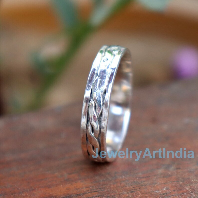 Solid Silver Ring, Fidget Ring, Boho Chunky Ring, Thumb Ring Man, Pinky All Size