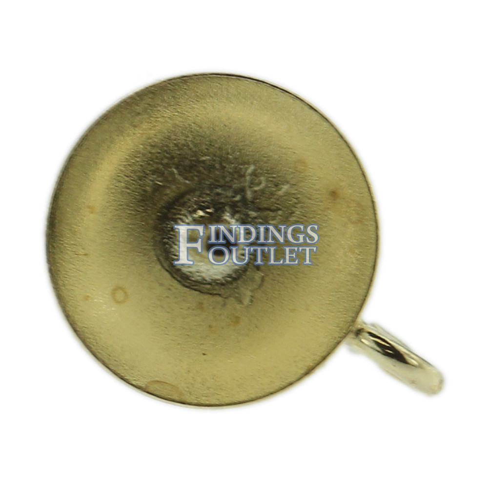 14k Yellow Gold Pearl Cup Stud Earring Mounting Setting Push Back Post With Ring