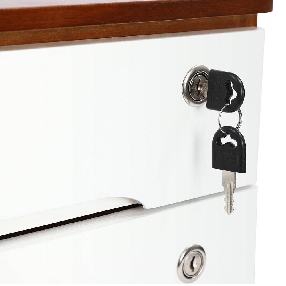 Wooden Desk Organizer with Lockable Drawer - 2-Tier Storage Solution