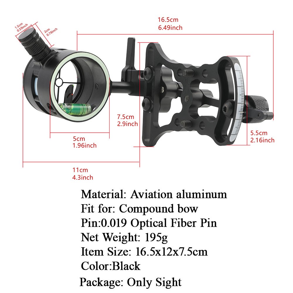 Compound Bow Sight 2 Pin 0.019" Micro Adjustable Archery Shooting Target Hunting