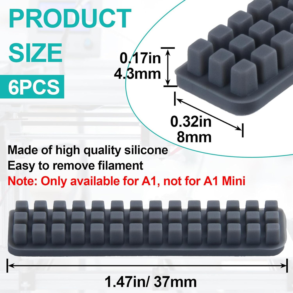 Silicone Nozzle Wiper Brush Set for Bambu Lab A1 3D Printer - Gray