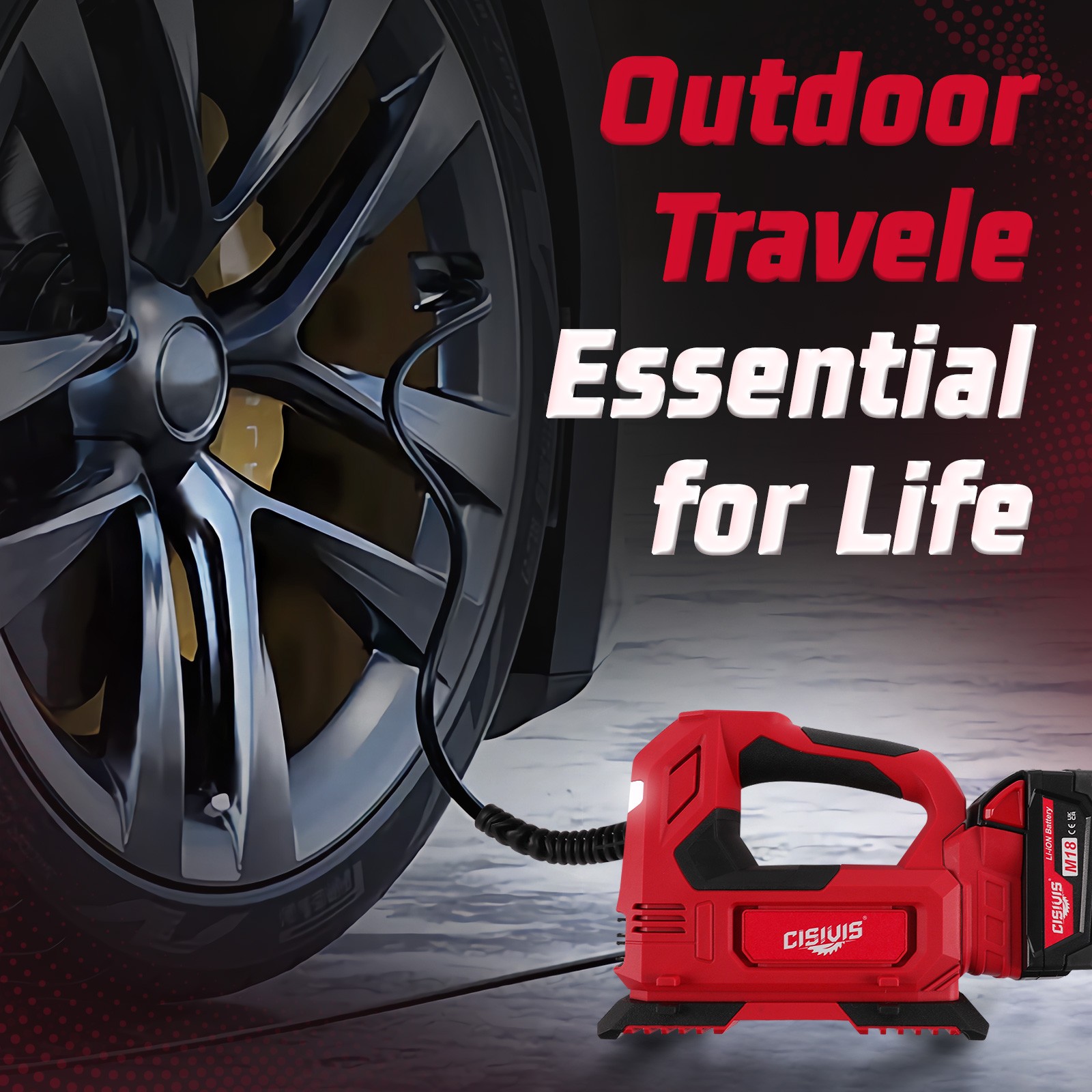 Cordless Tire Inflator Air Compressor for Milwaukee with M18 Bettery And Charge-