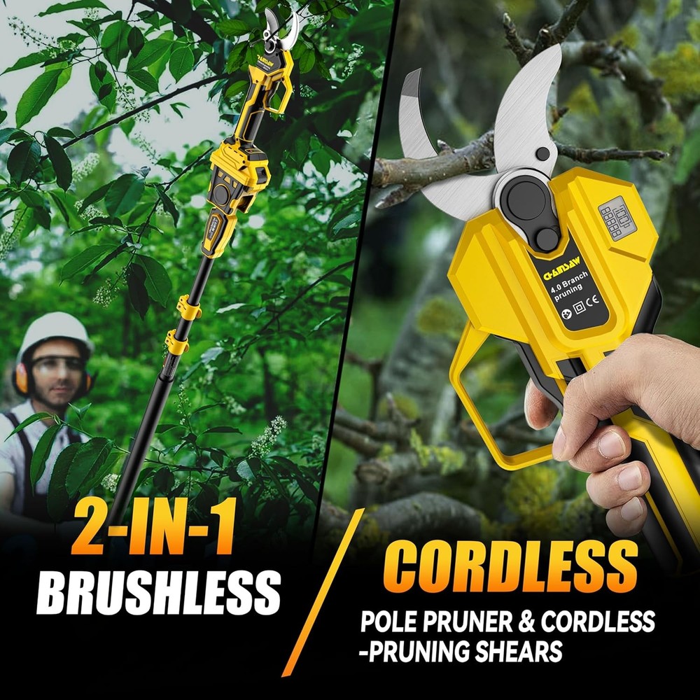 2-IN-1 Electric Pole Pruning Shears Cordless Compatibility with DW 20V MAX Batte