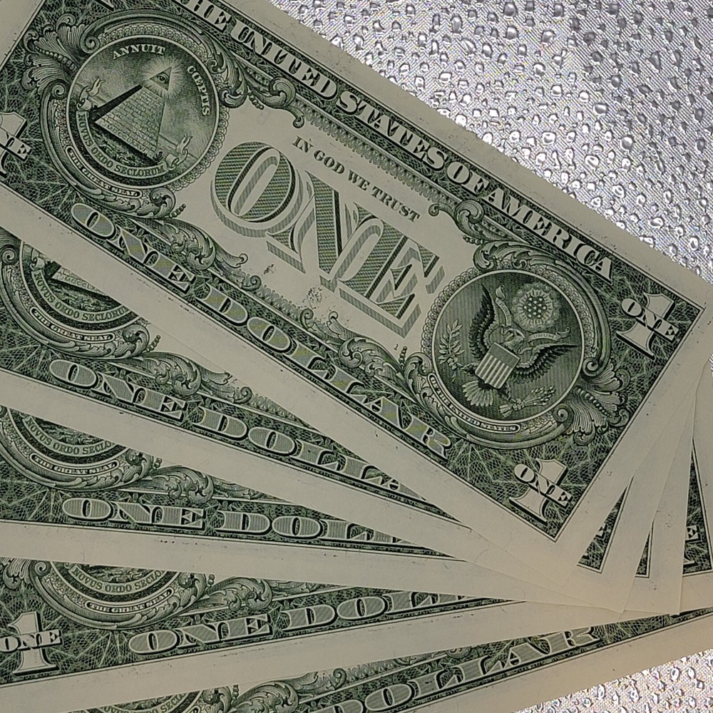 5 uncirculated sequential over ink error $1 bills