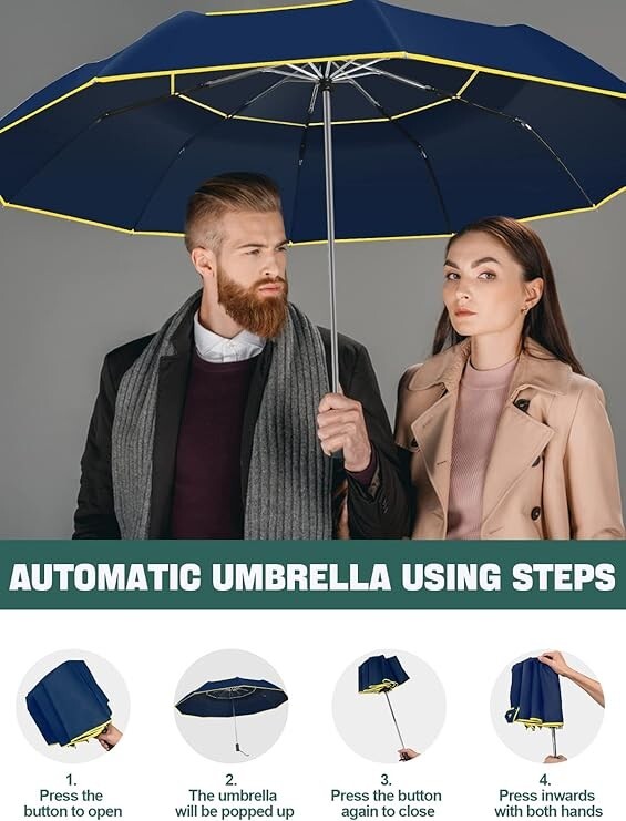 Extra Large Golf Umbrella Automatic Open Folding Windproof Compact Large Doub...