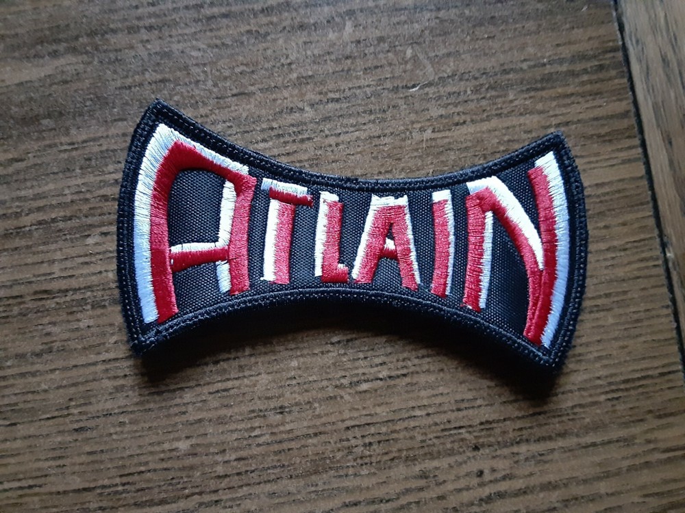 ATLAIN,SEW ON RED AND WHITE EMBROIDERED PATCH