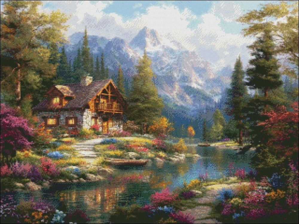 Mountain Chalet - Chart Counted Cross Stitch Patterns Needlework DIY DMC Color
