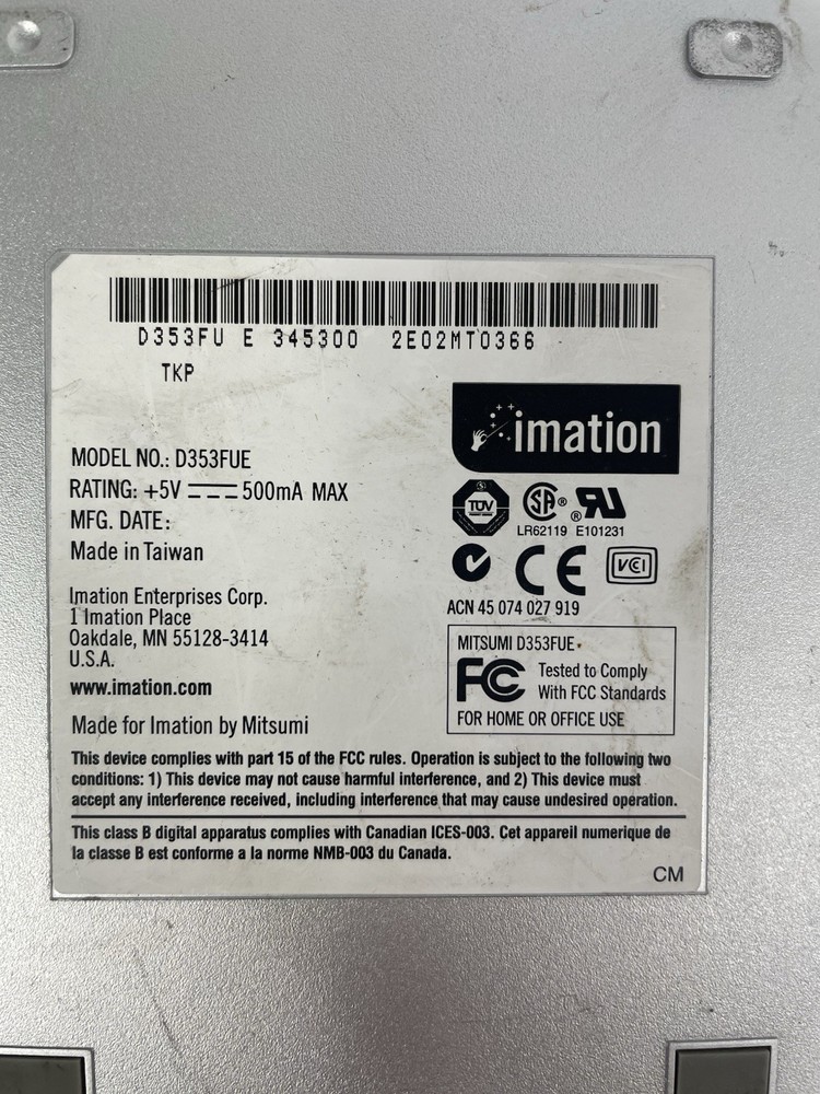 Imation D353FUE Floppy Disk Drive USB External - SILVER