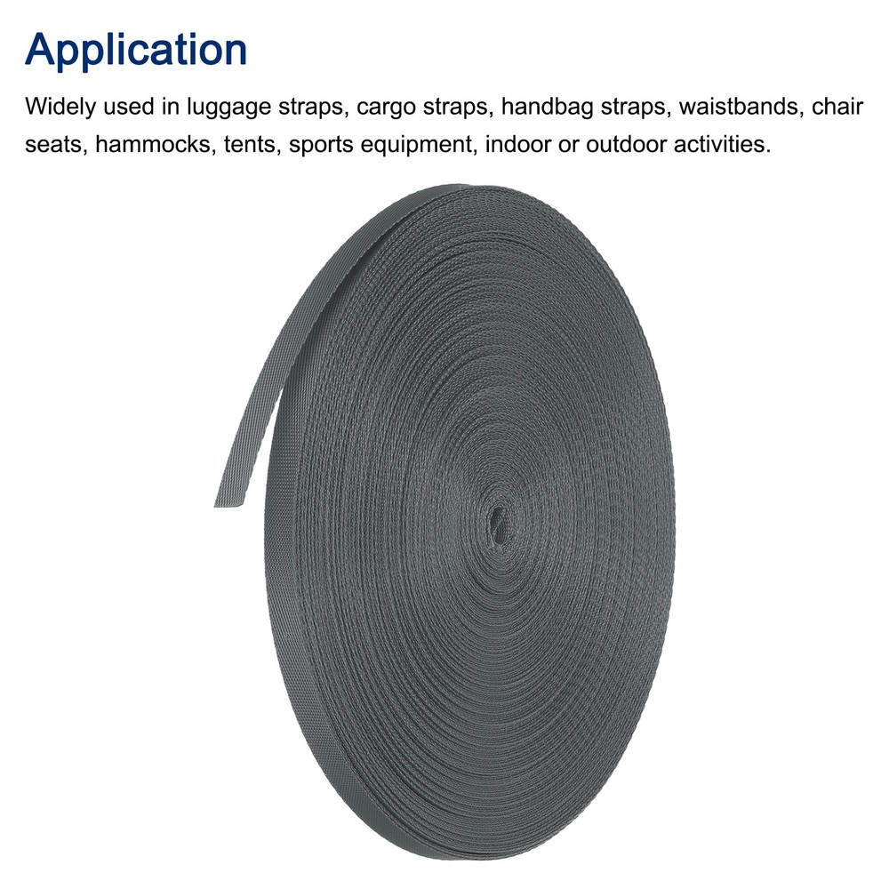 Nylon Webbing Strap Flat 3/8" 50 Yards Dust Grey for DIY Backpack Luggage-rack