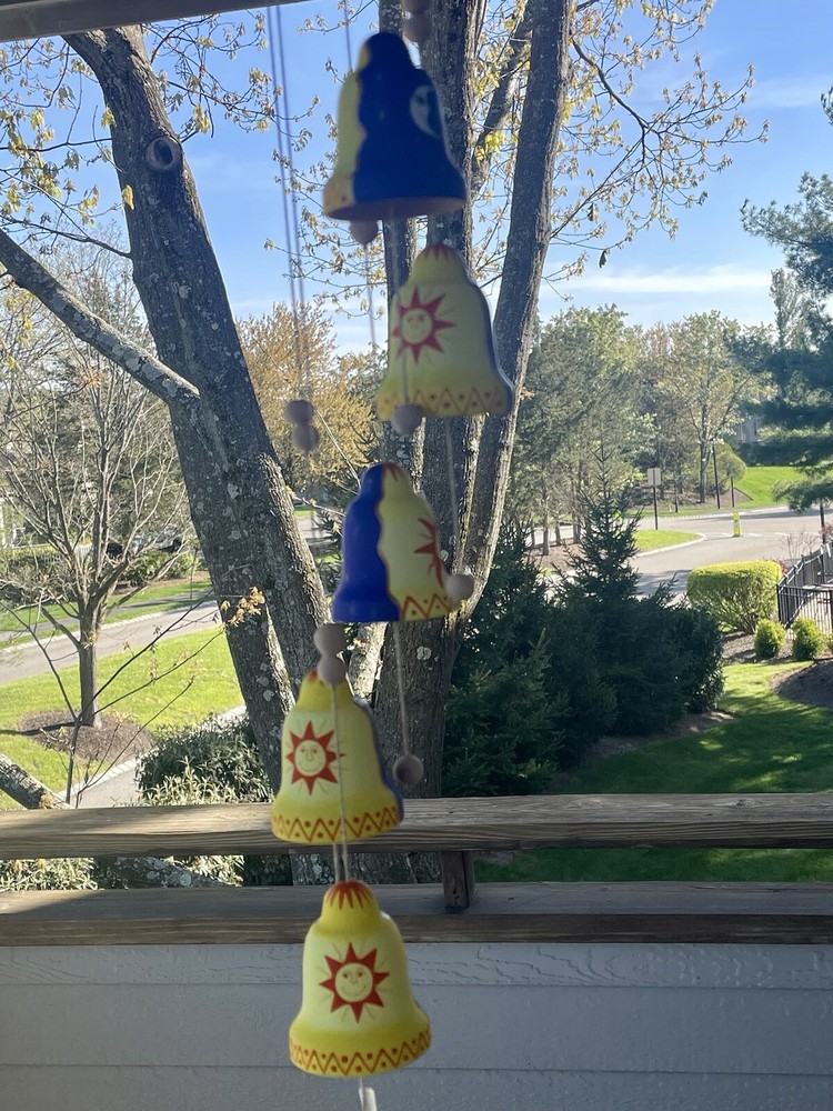 Hand Painted Sun & Moon Terra Cotta Wind Chimes