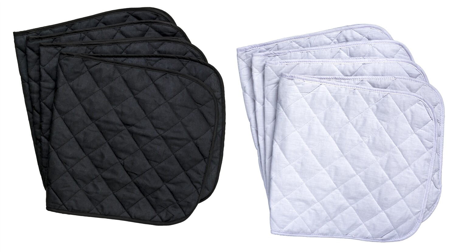 Cotton Quilted Horse Leg Wraps - Set of 4 - 12", 14", 16" - Black or White