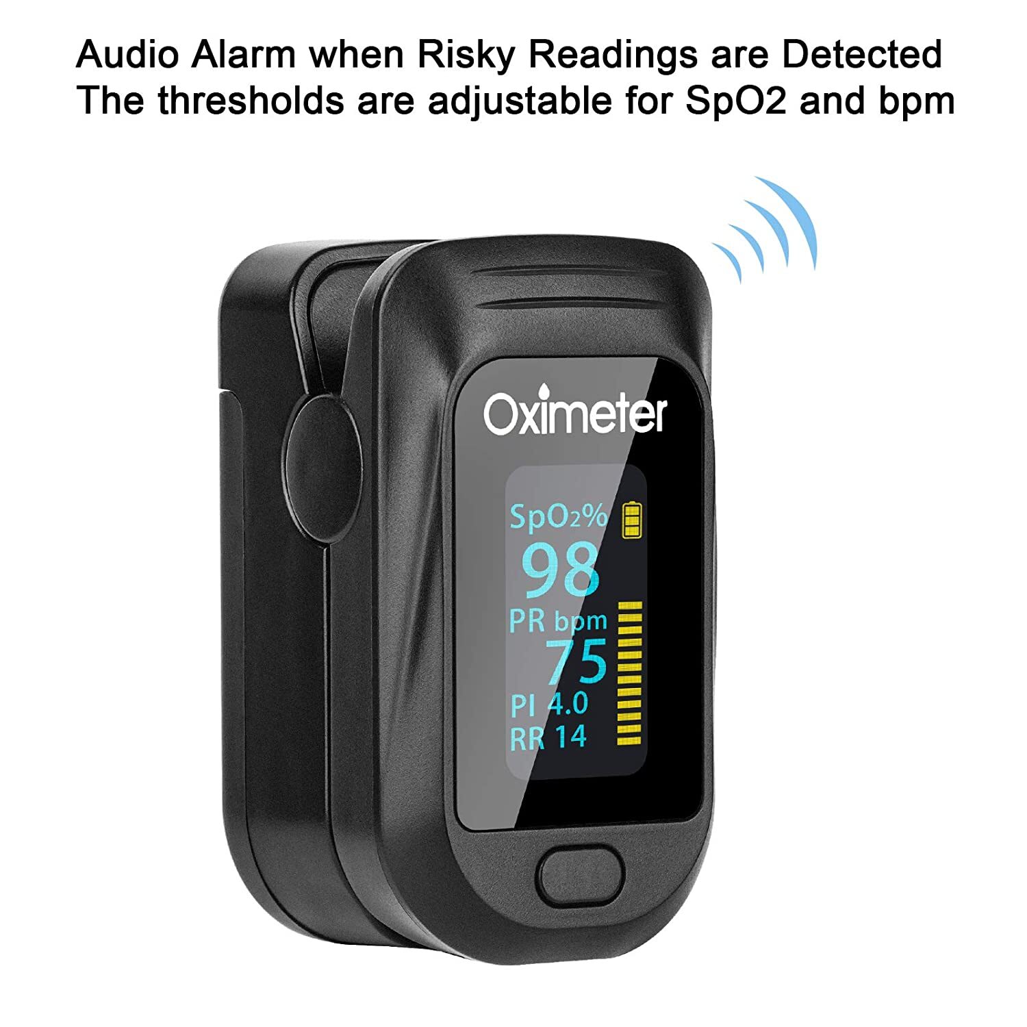 Fingertip Pulse Oximeter Accurate Blood Oxygen Saturation Level PI PR RR Monitor