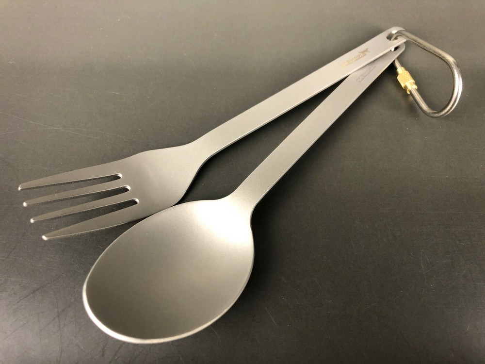 Pure titanium Spoon Fork 2in1 Backpacking with 210T Bag