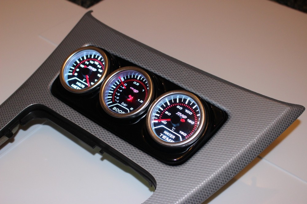 BMW E90 E92 E93 Centre Console Gauge Holder 3 Hole 52mm - Gloss Black ABS