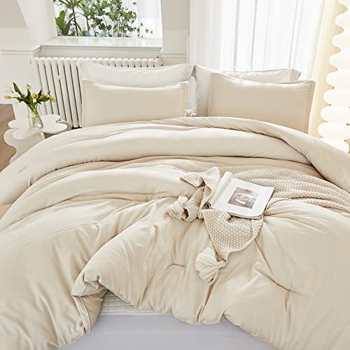 Full Size Comforter Sets 3 Pieces Boho Lightweight Full (79"x90") Beige