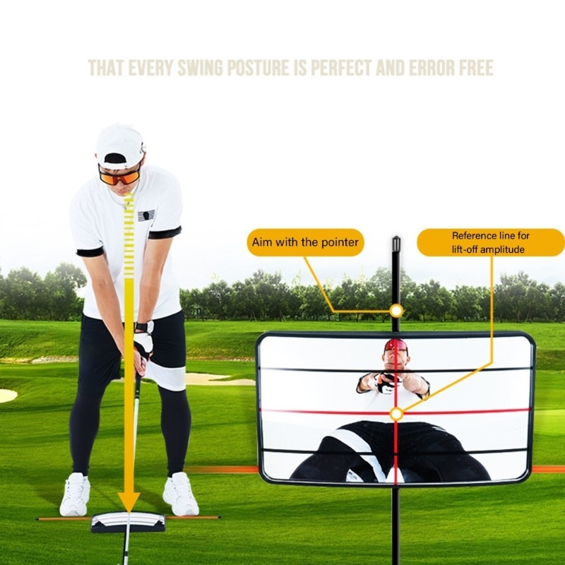 Golf Swing Standing Alignment Mirror Adjustable Training Tool For Beginner