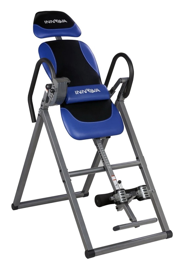 Innova Adjustable Foldable Inversion Table Black Blue for Back Therapy