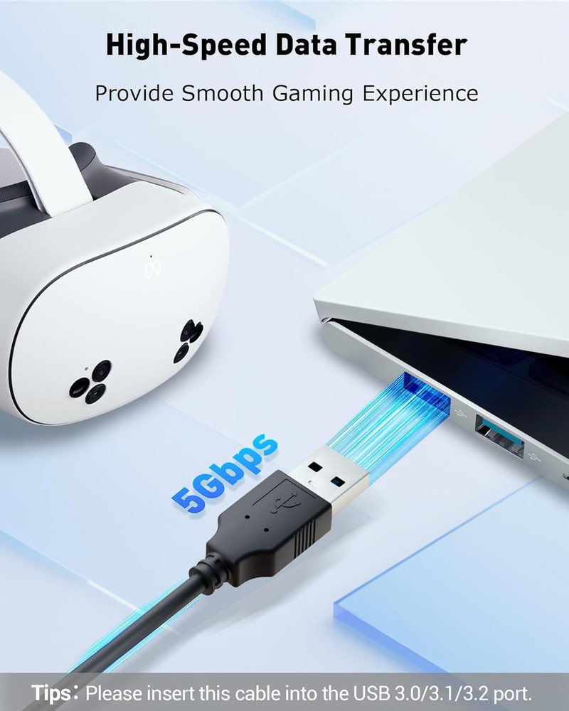 Kuject Link Cable with Charging for Meta Quest 3S Oculus Quest 3 Quest 2/Pro, Pi