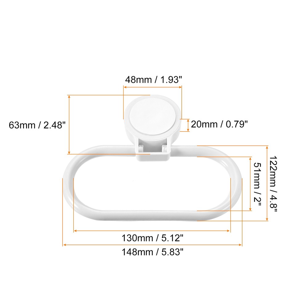 3 Pack Wall Mounted Oval Towel Ring Self-Adhesive for Bathroom White