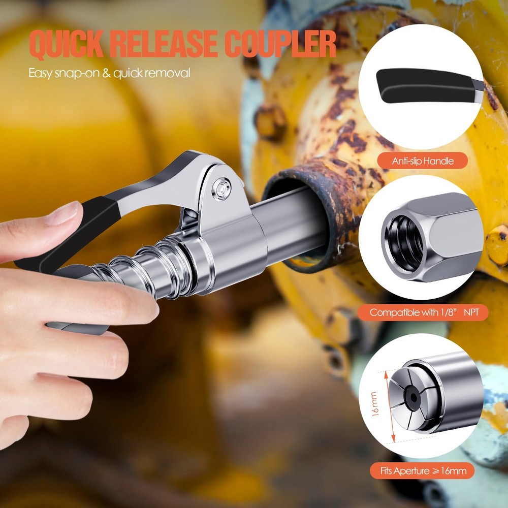 TRILINK Grease Gun Coupler Kit – 8PCS Accessory Set with Quick...