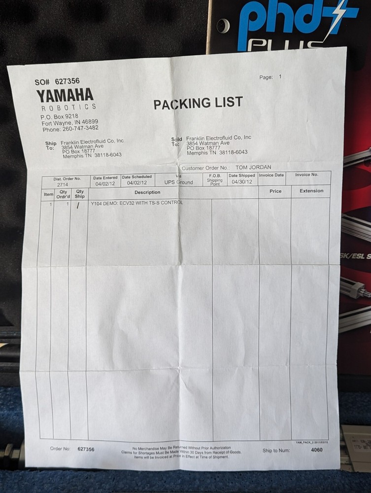 Yamaha Transervo Push Rod Robot w. Controller Remote ECV32 HT1 TS-S Software ETC