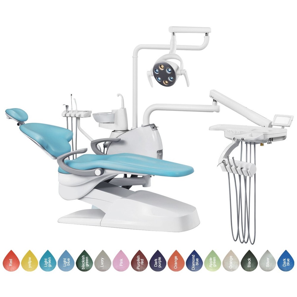 Dental Unit Chair Computer Controlled DC Motor PU Leather+ Assistant Stool