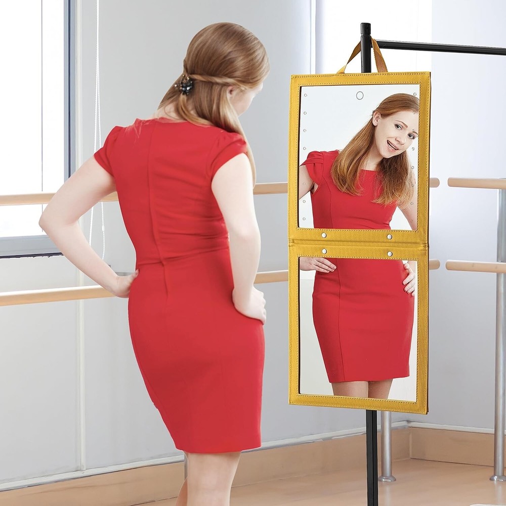 BRUN Adjustable Foldable Wall Mounted Rectangular Mirror, Touch Control, Dimmabl
