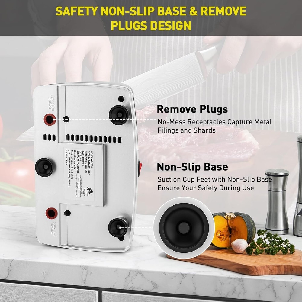 Razor-Sharp Electric Knife Sharpener with Diamond Abrasives & Included