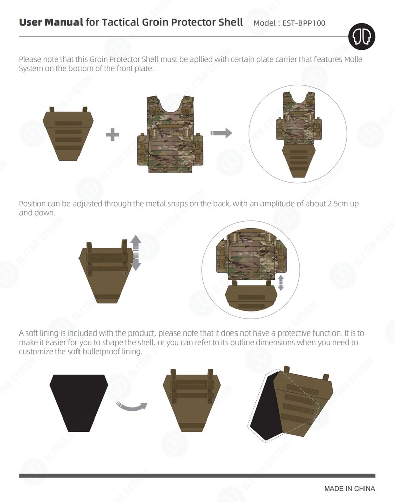 Tactical Vest Lap style groin/pelvic Protector Molle Jockstrap Baffle Panel