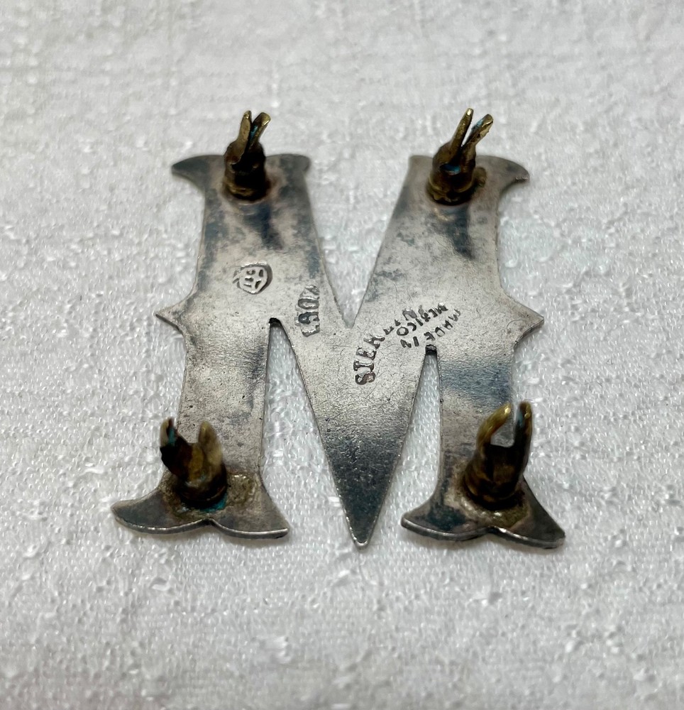 Sterling silver letter M, 1 1/2" tall, 190 silver