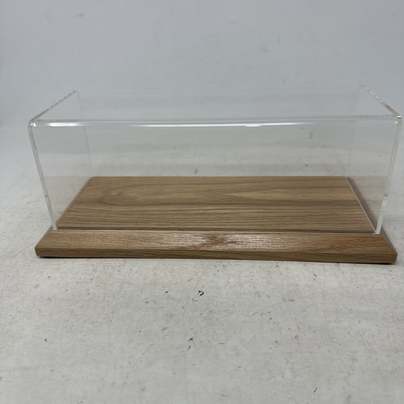 BRAND NEW Clear Acrylic Wood Base Display Case-32