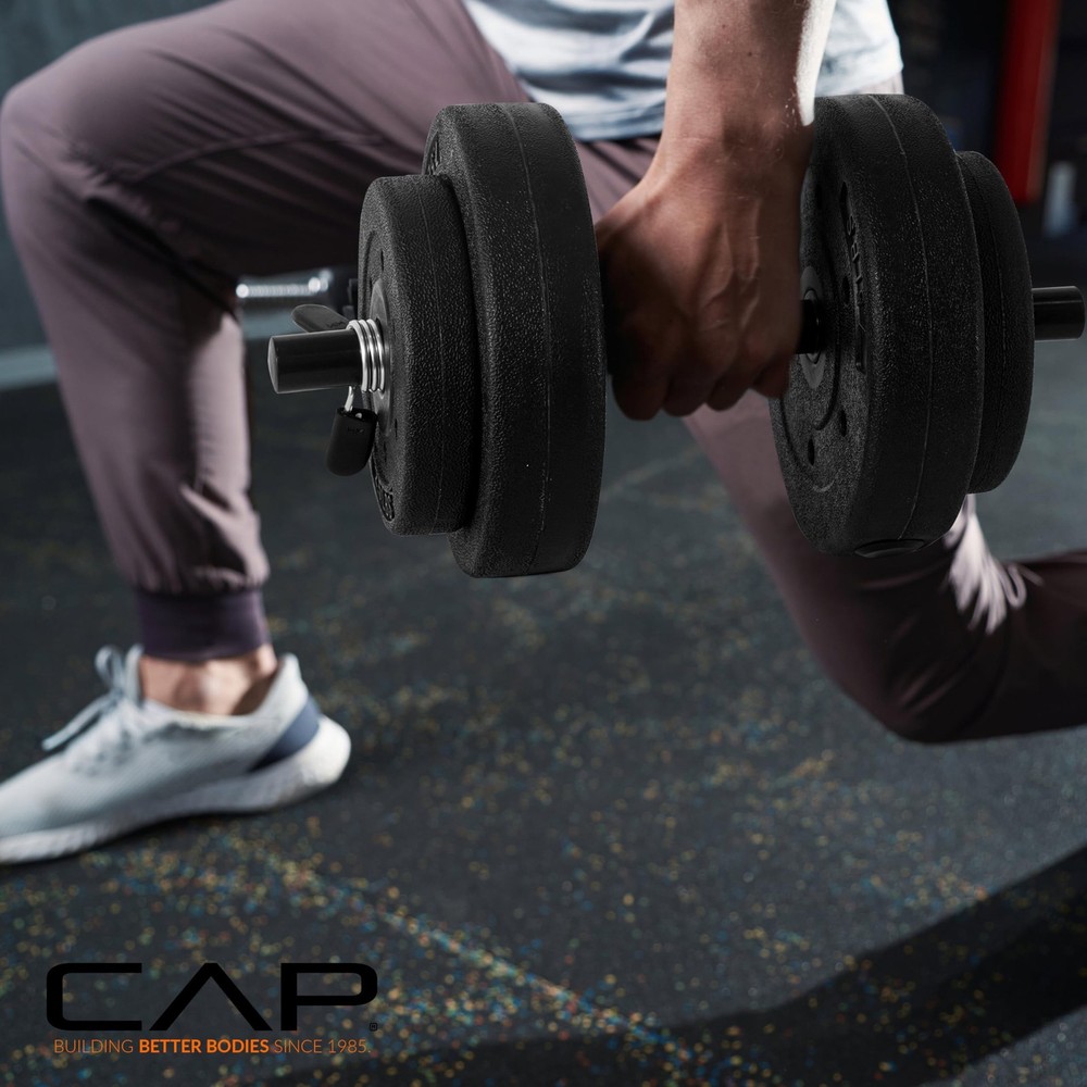 CAP Barbell 40-Pound Adjustable Cement Dumbbell Set – Versatile Medium, Black