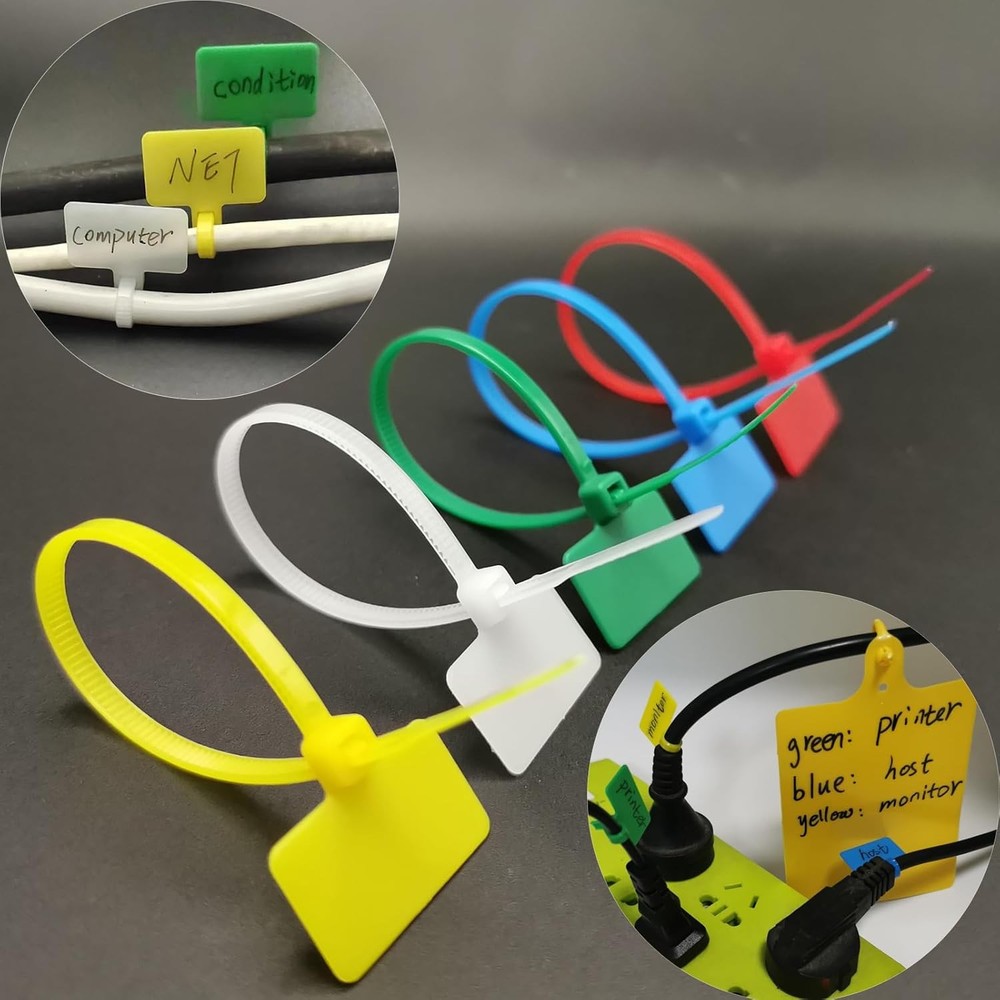 Cable Marker Tie Tags, 104Pcs Self-Locking Zip Tags Write on Label, Nylon Wire