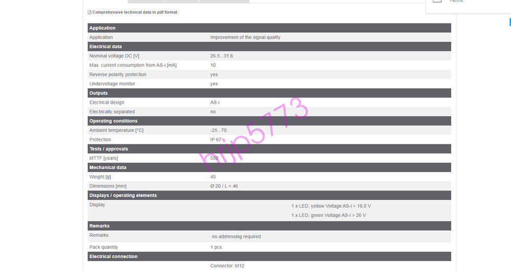 IFM AC1147 AS-Interface Passive Bus Termination New ✦KD