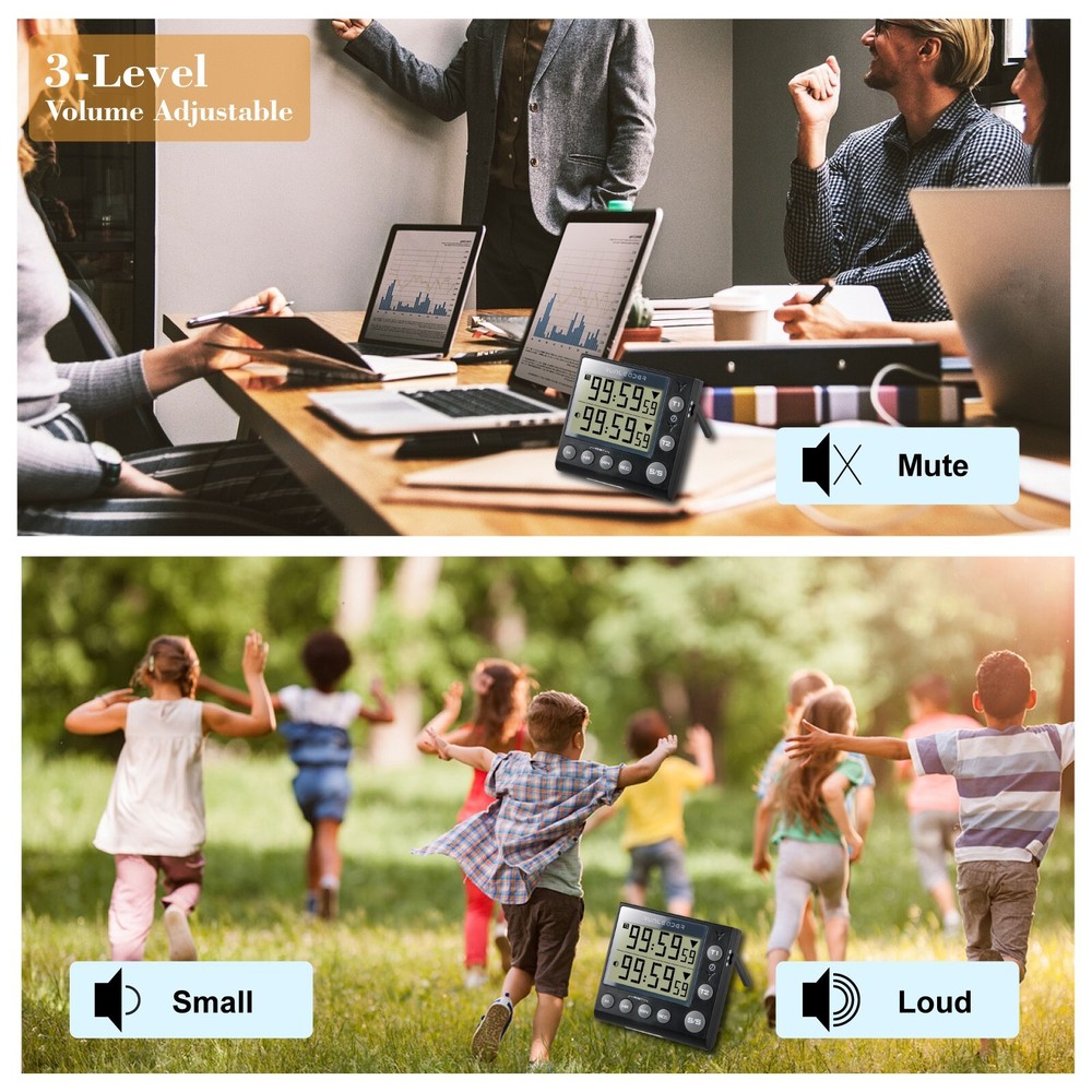 Digital Kitchen Dual Timers Clock Count-up/Count Down for Cooking Bakery Buzzer