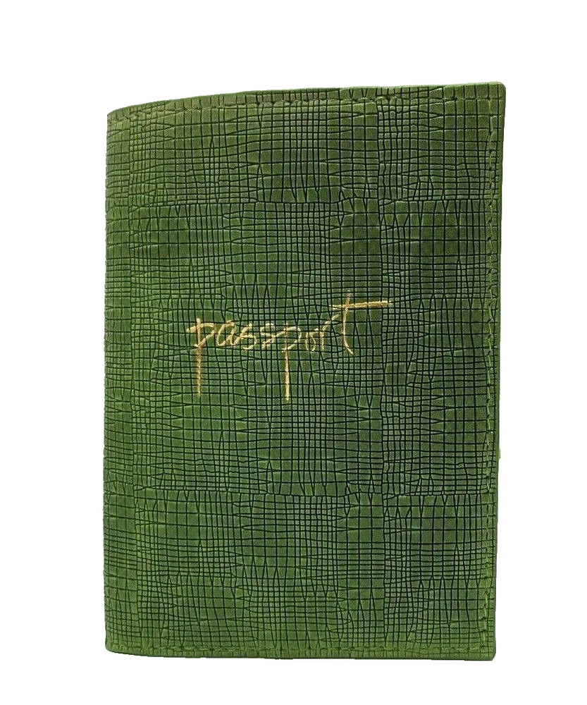 Passport Case Holder Cover Leather Embossed Green