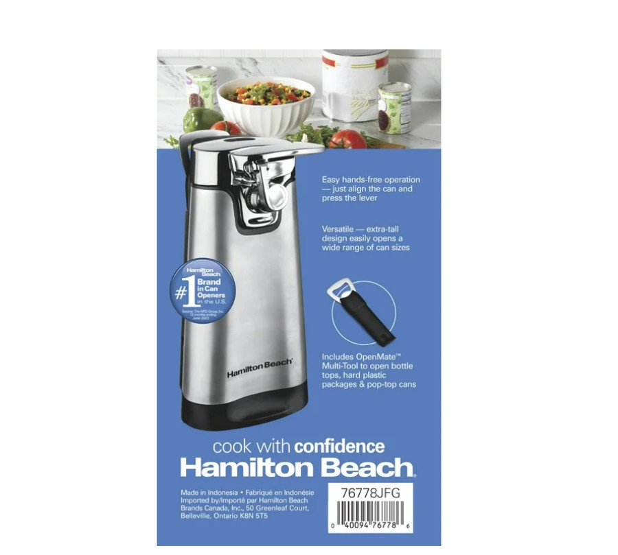 Hamilton Beach SureCut Automatic Electric Can Opener with Multi Tool, Stainless