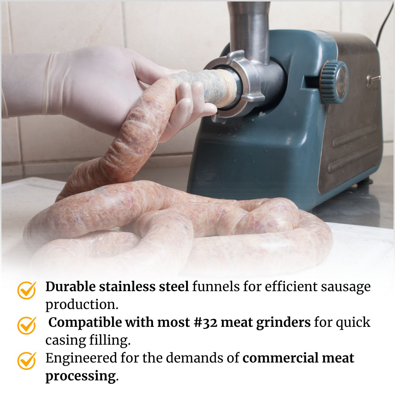 #12,#22,#32 Heavy Duty Stainless Steal Meat Grinder Funnel Sausage Stuffing Tube