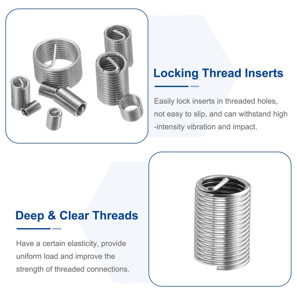 50pcs Wire Thread Inserts M10 x 1.25 2.5D Helical Threaded Sleeve