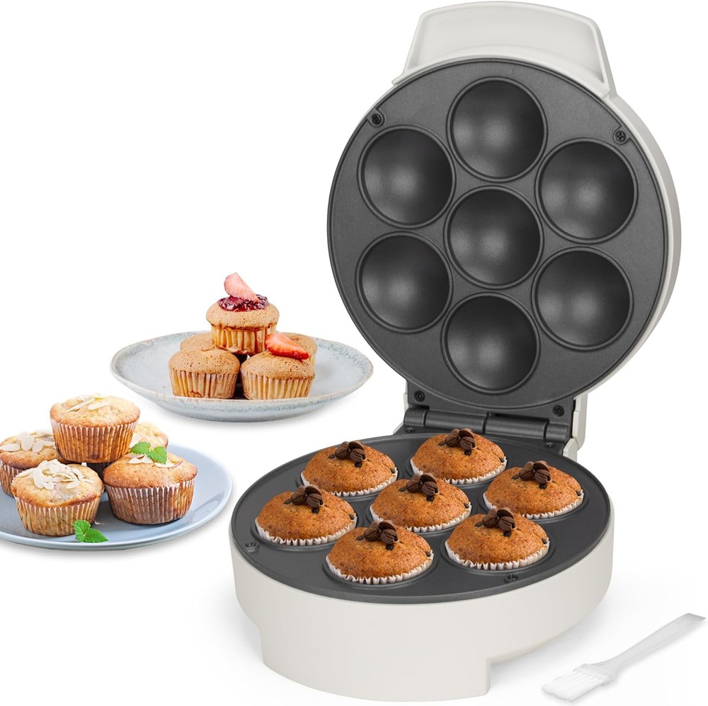 Mini Cupcake Maker 7 Count Muffin Brownie Baker Nonstick Compact