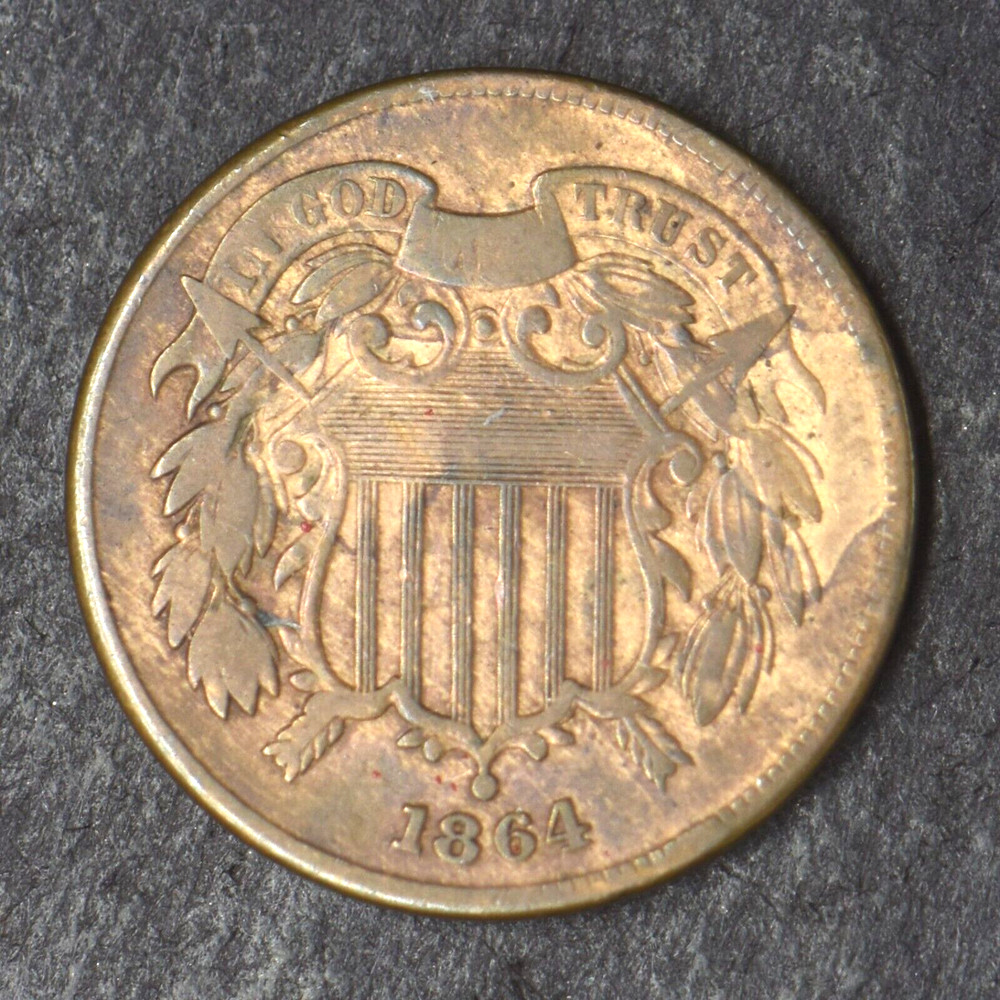 1864 Large Motto 2C Two Cent Piece - COINGIANTS -