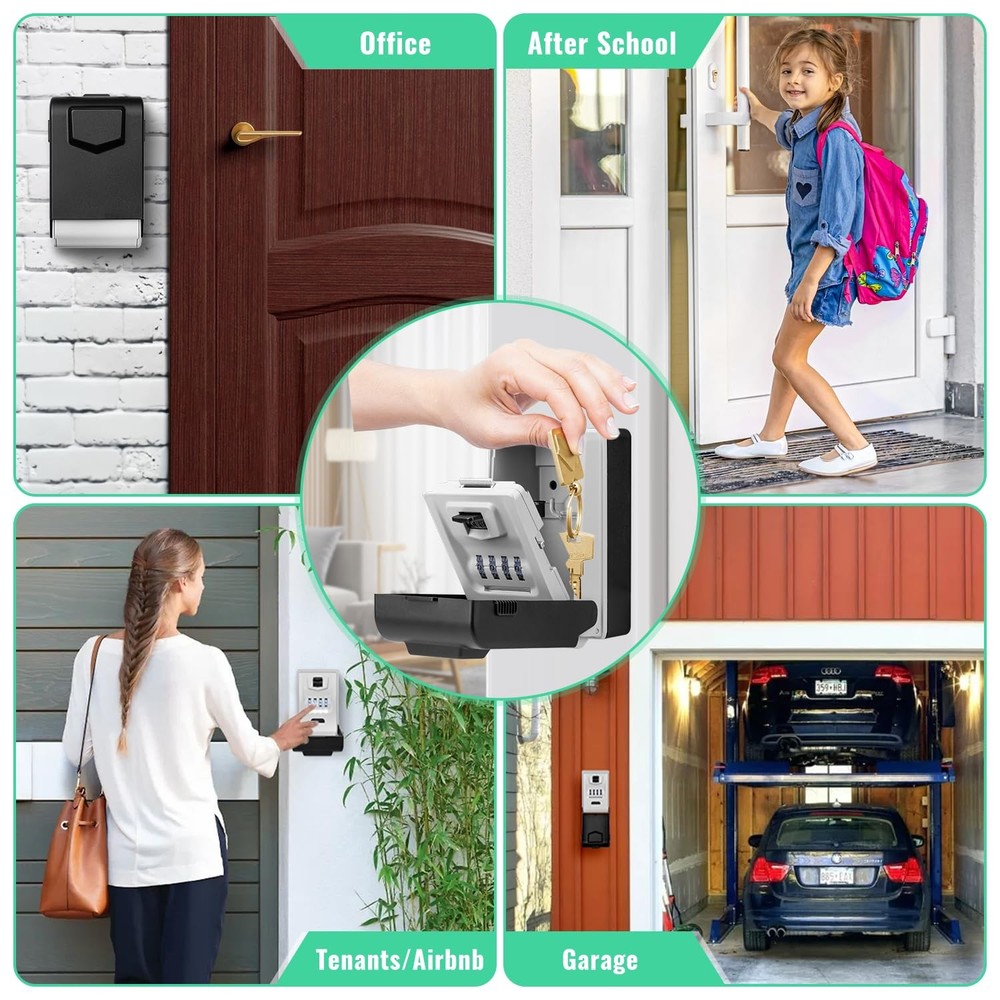 Key Lock Box for Outside with Light Up Dials - Sturdy Waterproof Combination ...