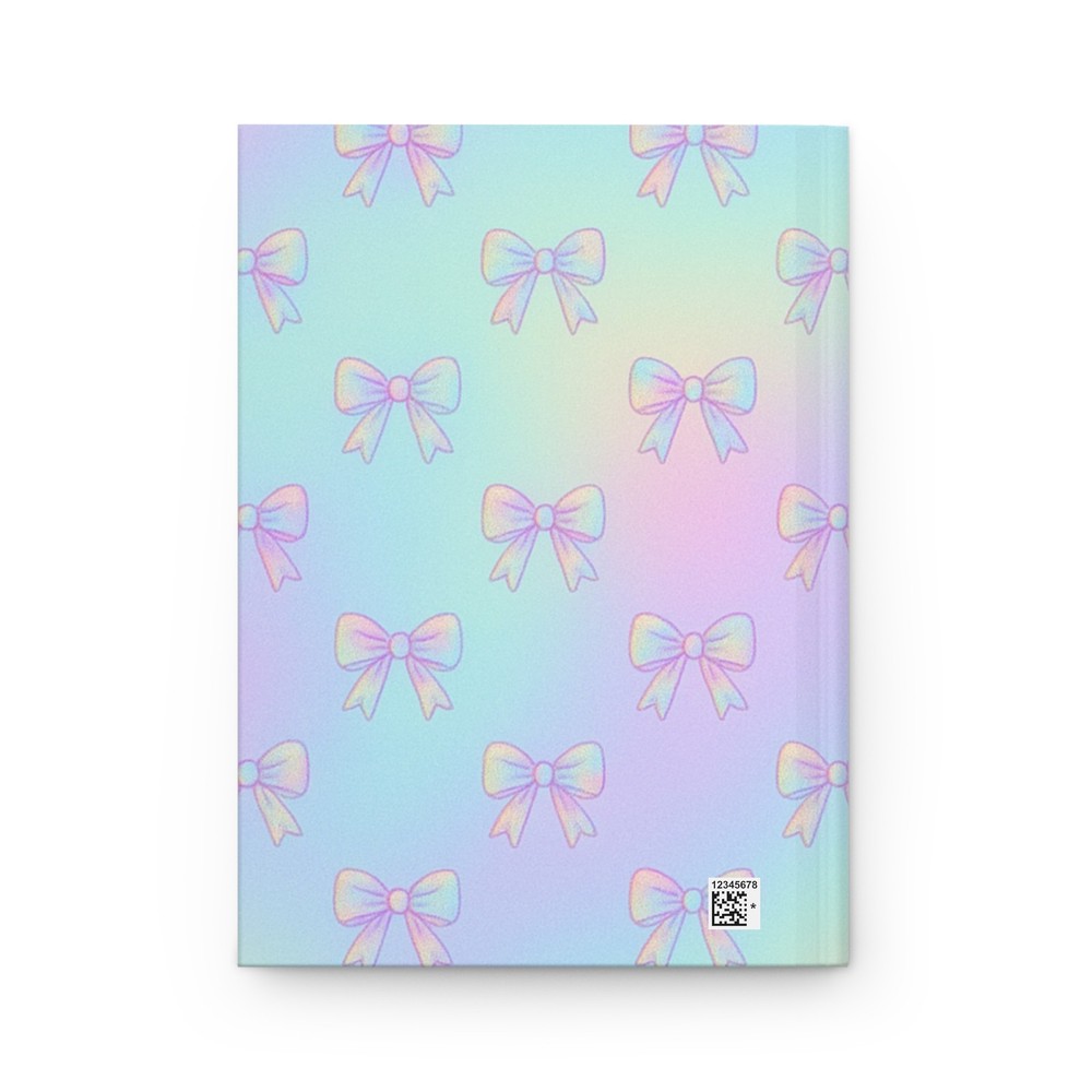 Iridescent Bow Hardcover Journal, Cute Notebook for Notes, Bow Decor Journal