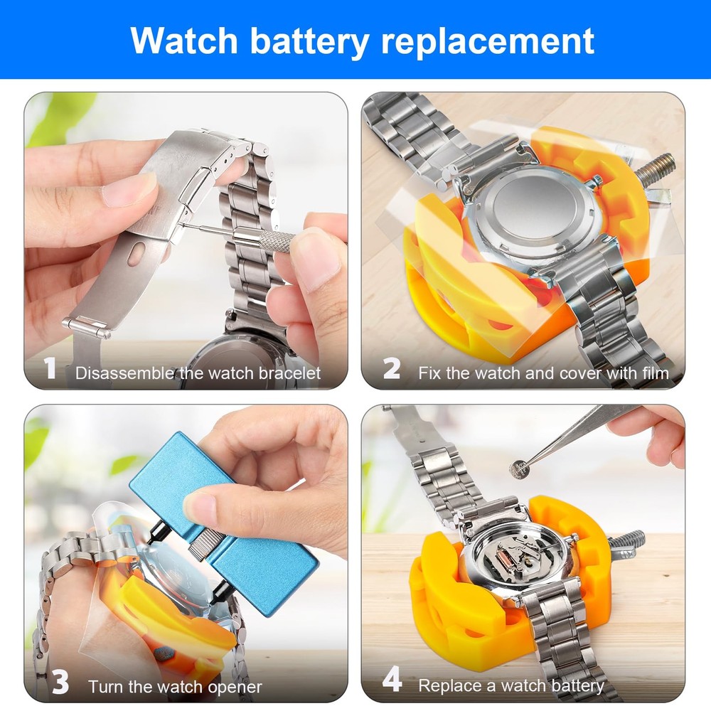 JOREST Watch Battery Replacement Tool Kit, Wrench Back Remover for Blue