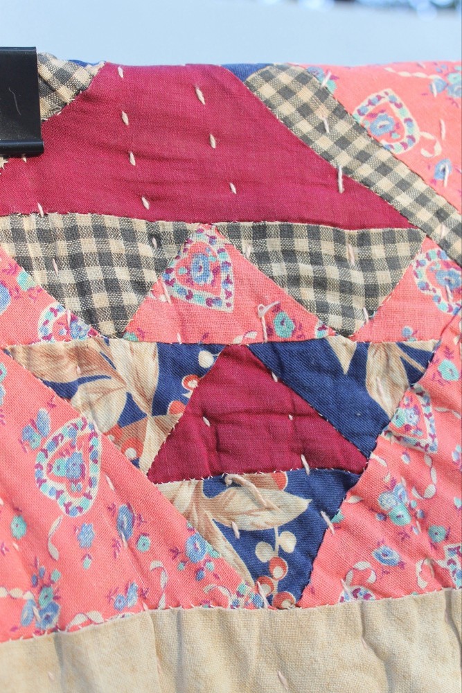Antique Double Sided Scrap Frame Medallion Patchwork Quilt RARE
