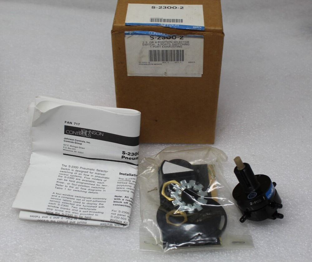 Johnson Controls S-2300-2 Pneumatic Manual Selector Switch, New