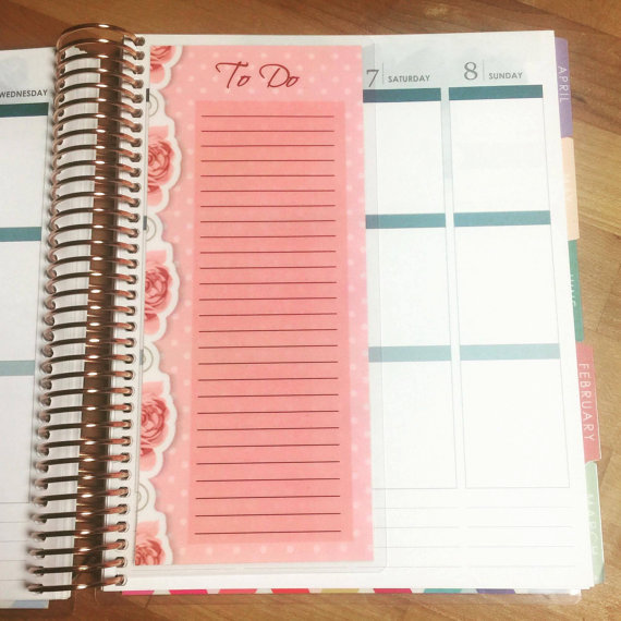 To Do List/Notes Two-Sided Short Dashboard 4 use with Erin Condren Life Planner~
