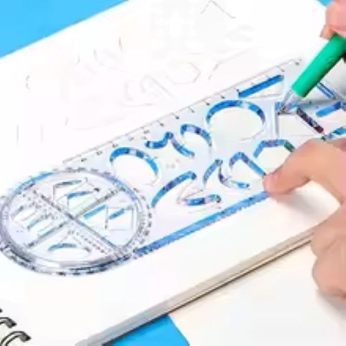 Rotary Multi-Function Geometry Ruler & Protractor | Precision Math Drawing Tool